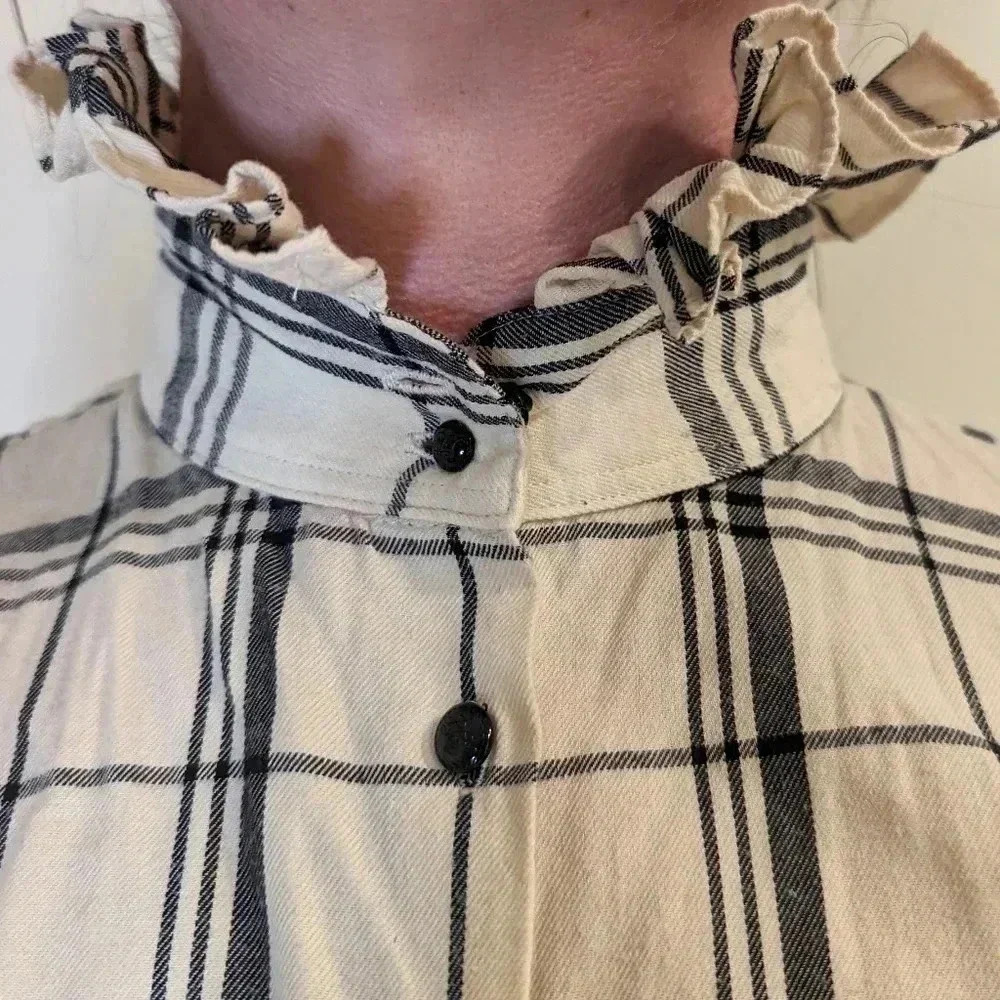 Ralph Lauren ruffled collar plaid shirt size M - Picture 3 of 4